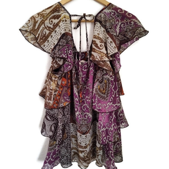 Studio Y Hippie Boho Ruffle Festival Top Size Large - Picture 2 of 4